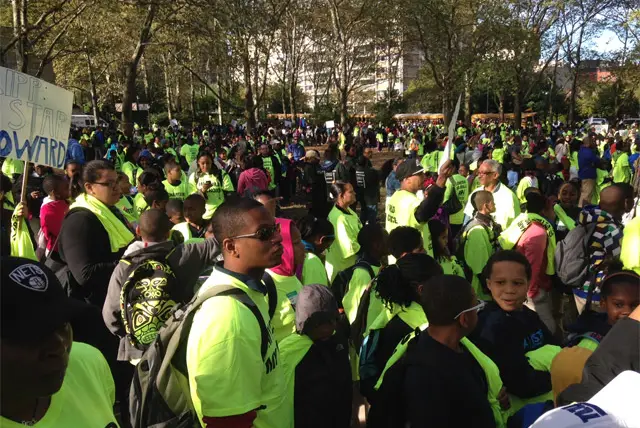 A pro-charter school rally at Cadman Plaza in Brooklyn